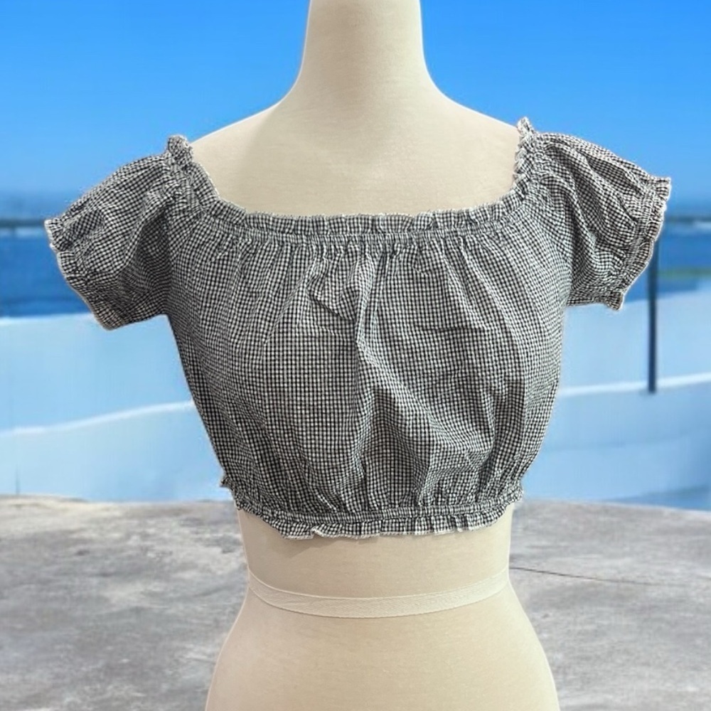 Wild Honey Gingham Off-Shoulder Blouse